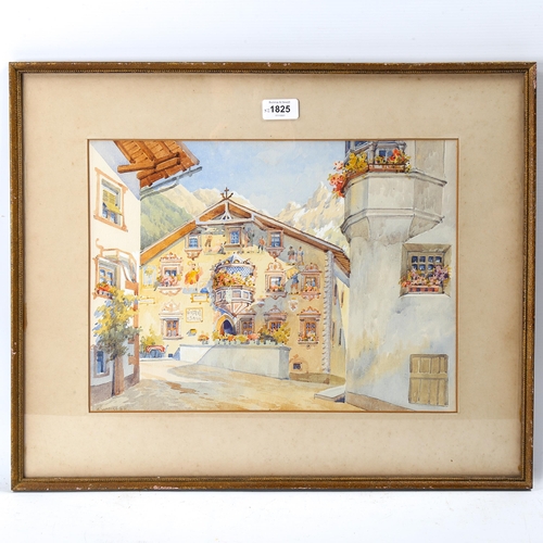 1825 - Adolf Wiesler (1878 - 1958), watercolour, Alpine town scene, 30cm x 39cm, and A Legand, watercolour,... 