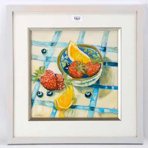 1827 - Clive Fredriksson, oil on board, still life, 30cm x 30cm, framed and glazed