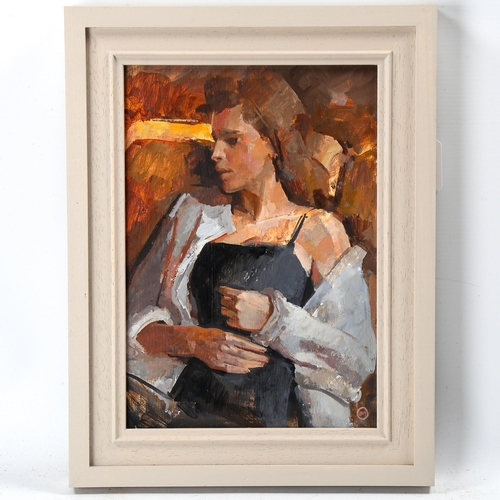 1832 - Julian Gordon Mitchell, oil on board, white shirt, 29cm x 20cm, framed