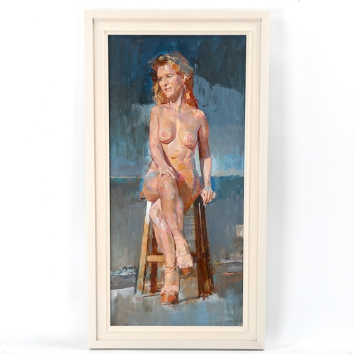 1834 - Julian Gordon Mitchell, oil on board, nude, 58cm x  27cm, framed