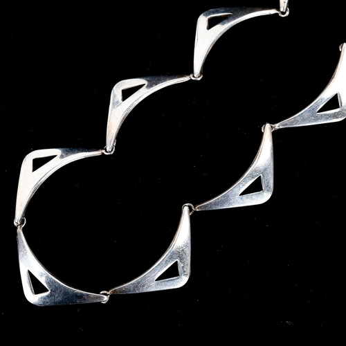 529 - ULRICH - a Danish modernist sterling silver sail panel necklace, length 39cm, 27.4g