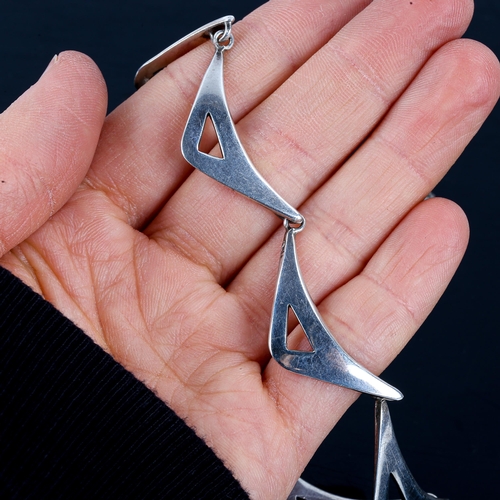 529 - ULRICH - a Danish modernist sterling silver sail panel necklace, length 39cm, 27.4g