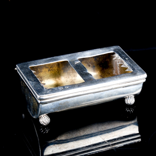 549 - A late Victorian silver double postage stamp box, sprung lid with gilt interior, by Grey & Co, hallm... 