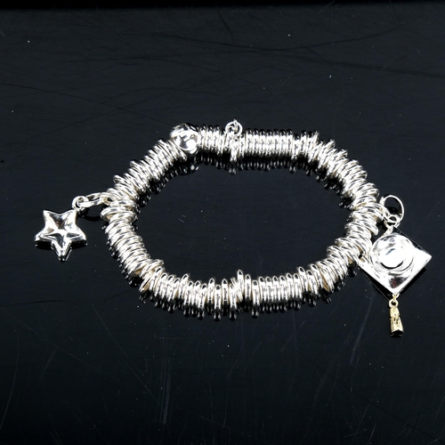 552 - LINKS OF LONDON - a modern sterling silver Sweetie charm bracelet, with 2 charms, bracelet length 17... 