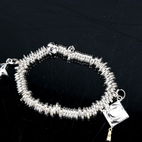 552 - LINKS OF LONDON - a modern sterling silver Sweetie charm bracelet, with 2 charms, bracelet length 17... 