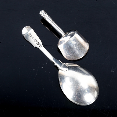 559 - 2 Georgian silver caddy spoons, including shovel design, hallmarks Birmingham 1806 and London 1825, ... 