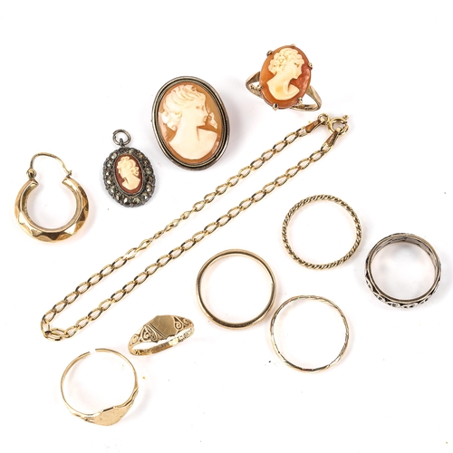 575 - Various gold and unmarked yellow metal jewellery, including 9ct, 6.9g weighable