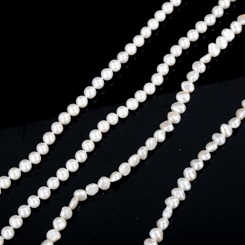 580 - 2 modern freshwater pearl necklaces, including example with jade pendant, lengths 46cm and 36cm, 58.... 