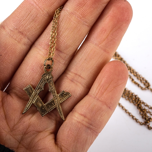 584 - Various jewellery comprising 9ct gold bracelet and Masonic pendant necklace, 6.2g, and an unmarked y... 