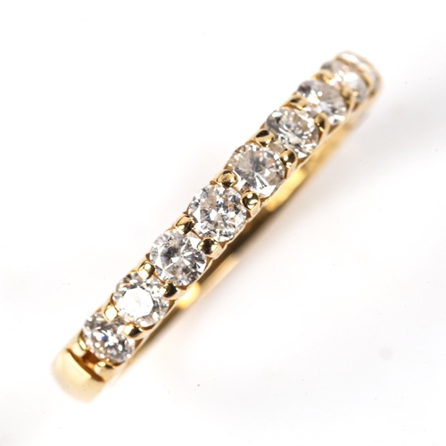 585 - A modern 18ct gold diamond half eternity ring, set with modern round brilliant-cut diamonds, total d... 