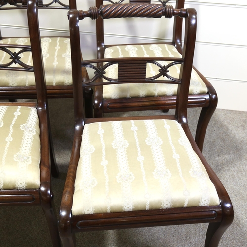 1154 - A set of 8 Regency mahogany dining chairs, with rope twist top rails and drop-in seats