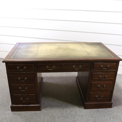 1208 - A Victorian walnut pedestal desk, 137cm x 75cm