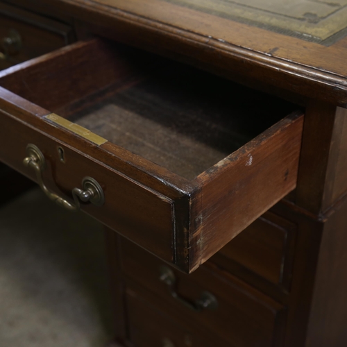 1208 - A Victorian walnut pedestal desk, 137cm x 75cm