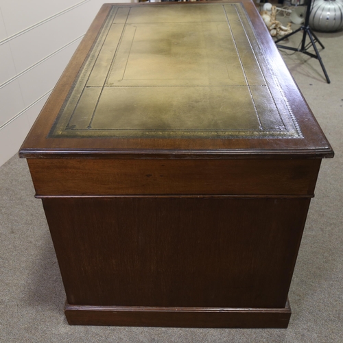 1208 - A Victorian walnut pedestal desk, 137cm x 75cm