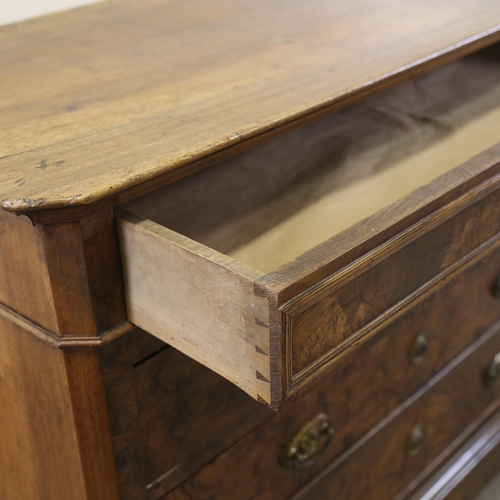 1210 - A 19th century French walnut 4-drawer commode, width 120cm