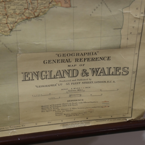 1214 - A Vintage Geographia school room general reference map of England and Wales, width 153cm