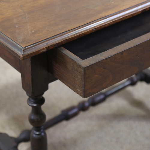 1257 - An Antique fruitwood and oak lowboy with single frieze drawer, width 81cm