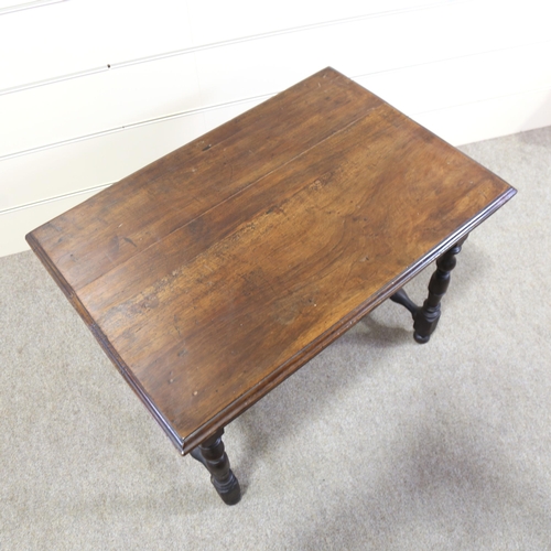 1257 - An Antique fruitwood and oak lowboy with single frieze drawer, width 81cm