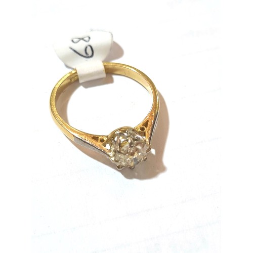 68 - An early/mid-20th century 18ct gold 0.75ct solitaire diamond ring, plain 8-claw setting with old Eur... 