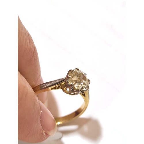 68 - An early/mid-20th century 18ct gold 0.75ct solitaire diamond ring, plain 8-claw setting with old Eur... 