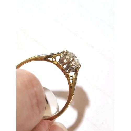 68 - An early/mid-20th century 18ct gold 0.75ct solitaire diamond ring, plain 8-claw setting with old Eur... 