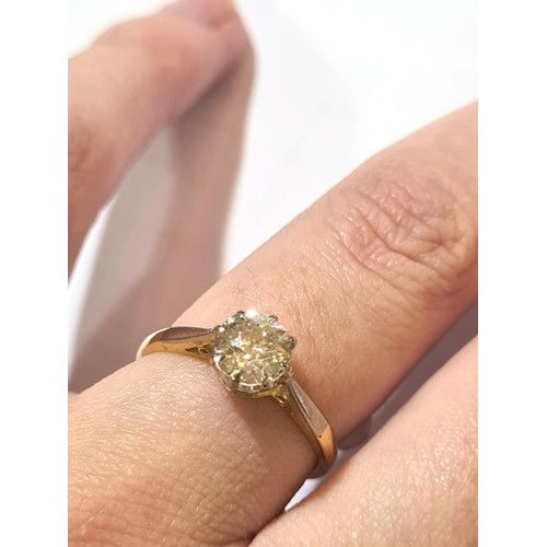 68 - An early/mid-20th century 18ct gold 0.75ct solitaire diamond ring, plain 8-claw setting with old Eur... 