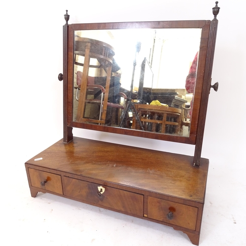 2101 - A Regency mahogany box swing toilet mirror, W56cm, H60cm