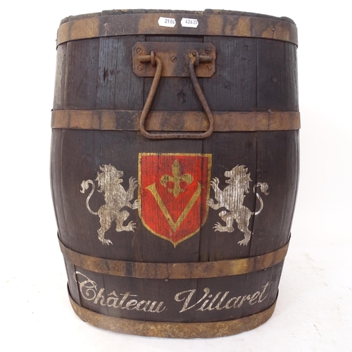 2104 - An Antique French coopered wine barrel 