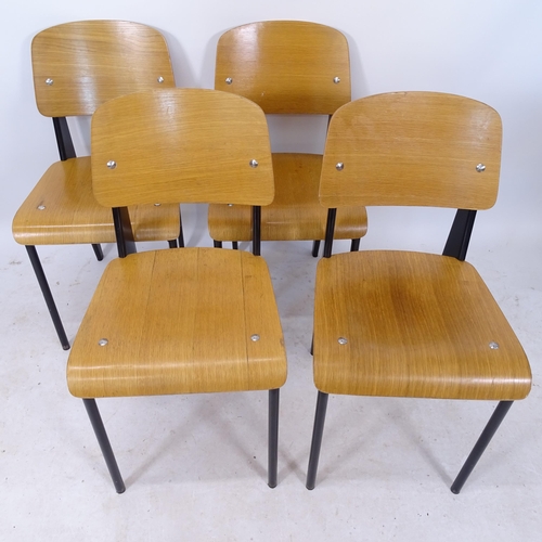 2145 - A set of 4 bent-ply chairs in the manner of Jean Prouve