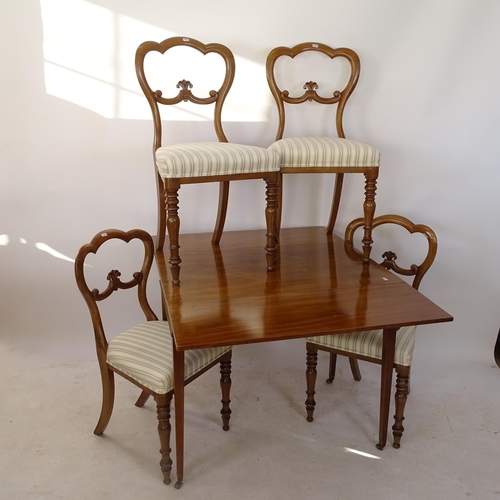 2184 - A 19th century mahogany Pembroke table, with end frieze drawer, together with a set of 4 x 19th cent... 