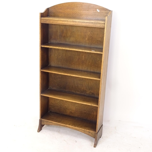 2193 - A 1920s oak open bookcase, W62cm, H125cm, D23cm