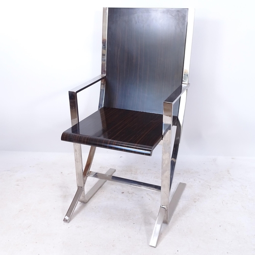 2198 - A modernist Art Deco style chair, in the manner of Rene Herbst, with chrome flat steel structure