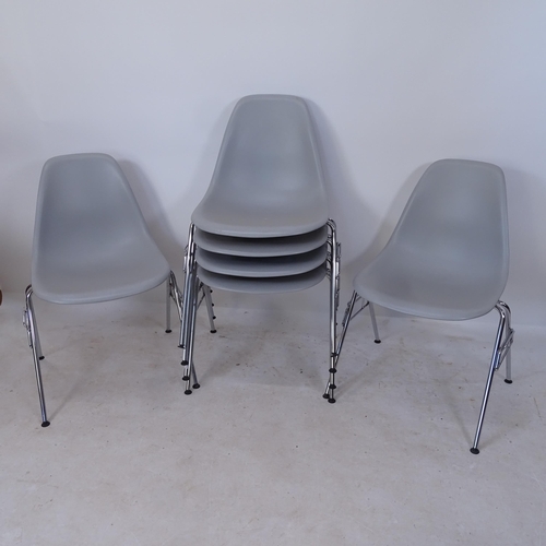 2199 - Charles Eames for Vitra, a set of 6 DSS chairs, grey plastic shell seats, with maker's label and mou... 