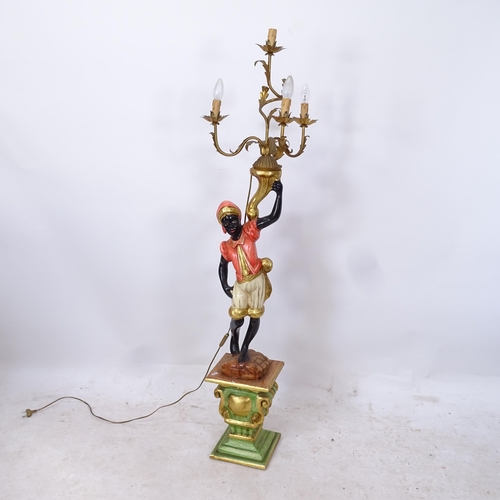 2207 - A painted composite Blackamoor lamp, H154cm