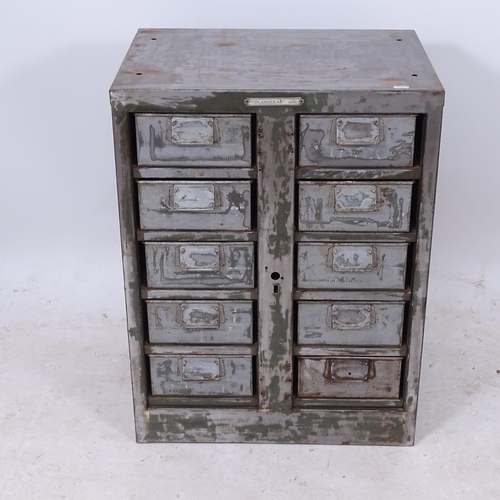 2209 - An early 20th century industrial metal 10-drawer chest, 