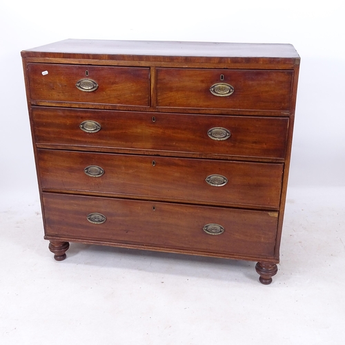 2213 - A 19th century mahogany 5-drawer chest, W107cm, H99cm, D48cm