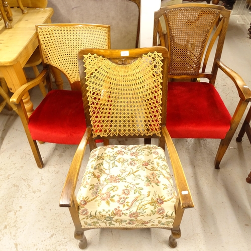 2675 - 3 similar cane-back armchairs