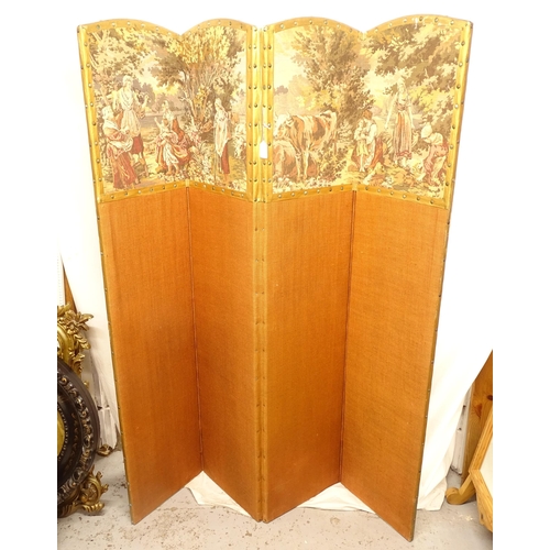 2680 - An Edwardian upholstered 4-fold draught screen, H168cm