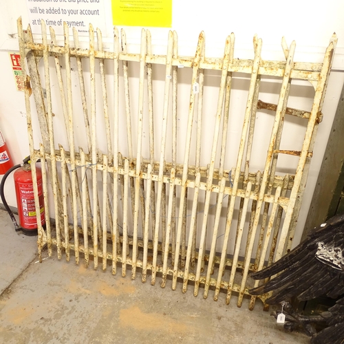 2684 - A pair of white painted cast-iron riveted drive gates, from Arras, France, each gate L133cm, H127cm