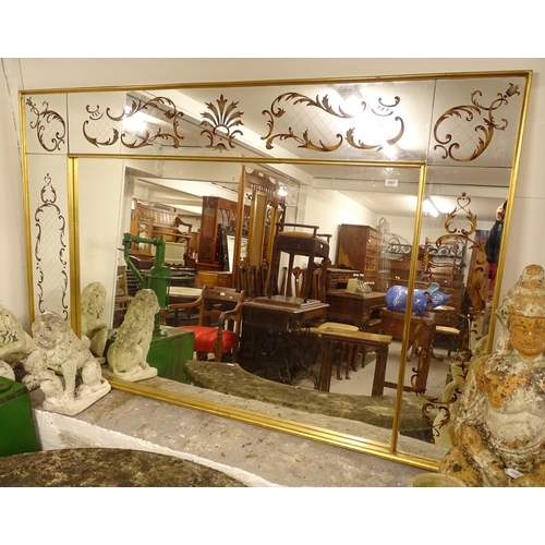 2687 - A gilt-framed French bistro mirror, L190cm, H121cm