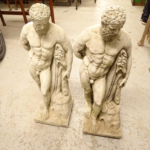 2691 - A pair of composite Classical nude garden sculptures, H60cm