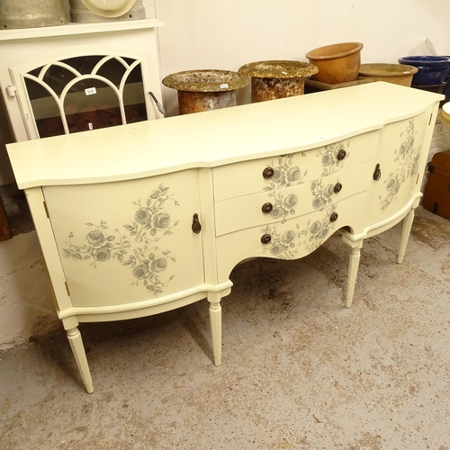 2707 - A modern painted sideboard, with 3 fitted drawers and 2 cupboards, W168cm, H87cm, D52cm