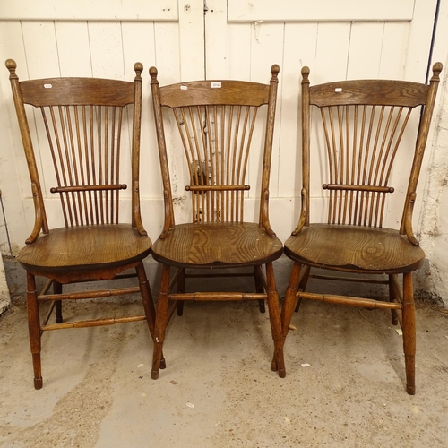 2714 - 3 American ash high back chairs (A/F)