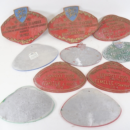 104 - 10 Vintage French agricultural livestock award plaques