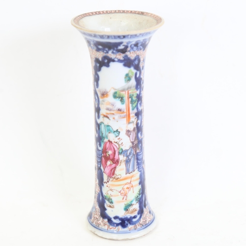 120 - A Chinese enamelled porcelain beaker vase, figural decoration, height 18.5cm