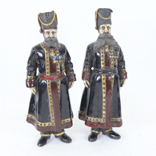 133 - 2 Russian cold painted bronze Czar figures, signed, height 18cm