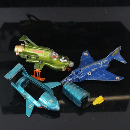 140 - 3 Vintage Dinky toys, comprising Thunder Bird 2, Phantom II F-4K, and UFO Interceptor (3)