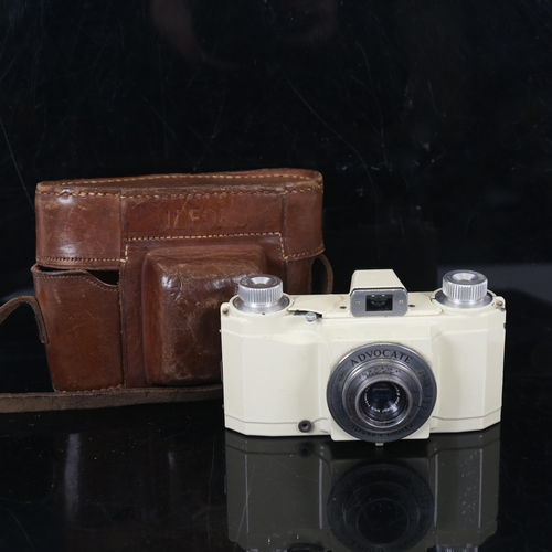 141 - ADVOCATE - a Vintage cream 35mm camera, with Dallmeyer F/4.5 lens, and Ilford leather carrying case