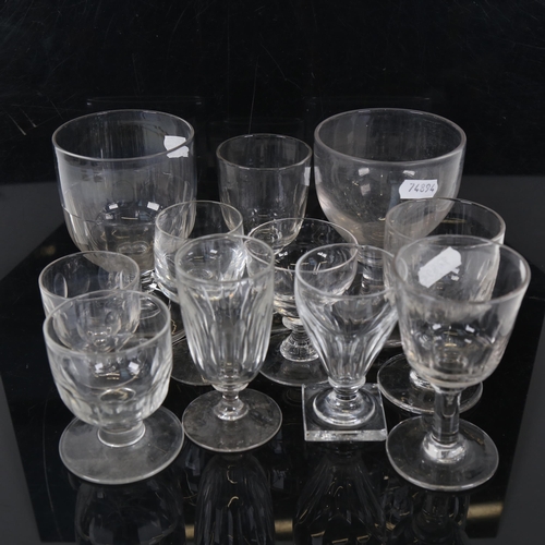 155 - Various 18th, 19th and 20th century drinking glasses, including Sherry and ale, largest height 14cm ... 