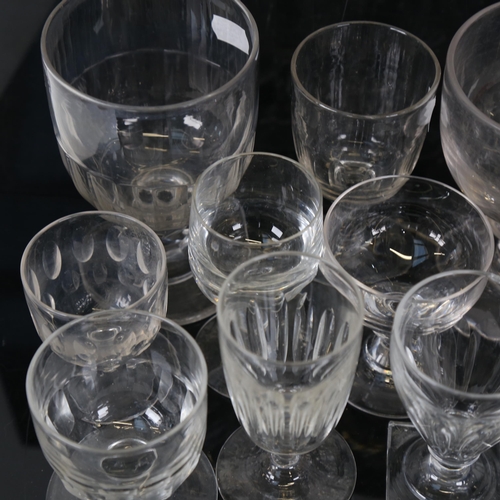 155 - Various 18th, 19th and 20th century drinking glasses, including Sherry and ale, largest height 14cm ... 